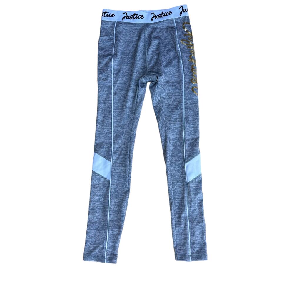 New Justice Girls Gymnast White Heather Gray Elastic Waist Leggings Size M (10)